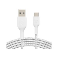 Image of Belkin BoostCharge Braided USB-C to USB-A Cable 1m White (CAB002BT1MWH)