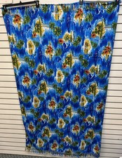 Vintage Tropical Scarf Sarong Beach Vacation Tiki Fringed Tiki Luau Maximalist