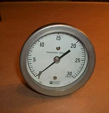 Weksler Presssure Gauge BA1  0-30psig  Phosphor Bronze Tube  NEW