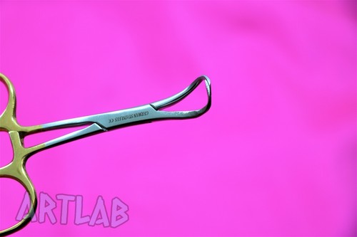 4X GERMAN PREMIUM QUALITY BACKHAUS TOWEL CLAMP 3.5" W/ GOLD HANDLE SURGICAL - Picture 5 of 11