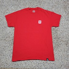 Adidas Shirt Mens Medium Red White Trefoil Tee Outdoors Gym Run Logo Adult A12