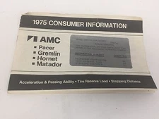 1975 AMC Consumer Information Brochure Gremlin Matador Hornet Part# 3225559A