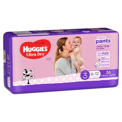 Huggies Ultra Dry Nappy Pants Girl Size (6-12kg) 36 Pack