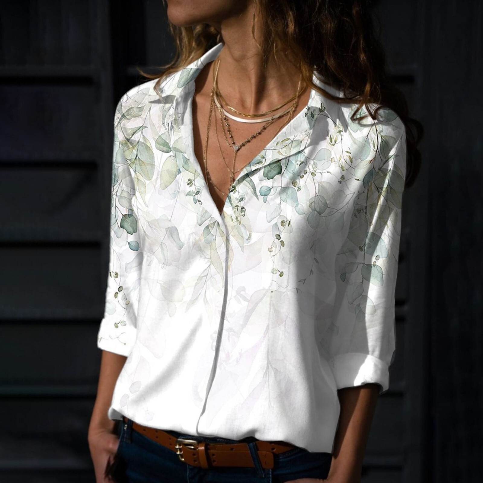 women's floral print button down shirt