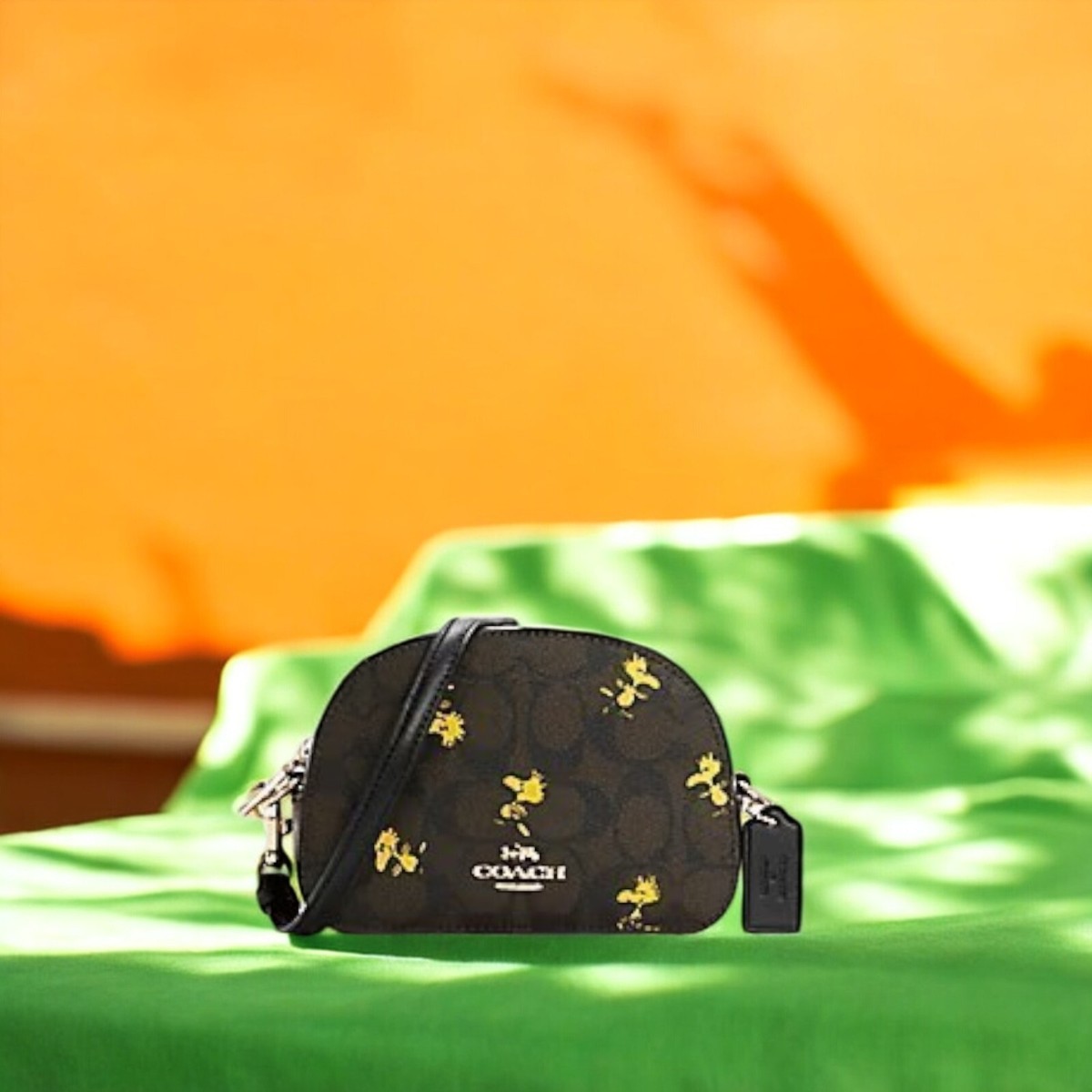 Coach X Peanuts Mini Serena Brown Black Signature Woodstock