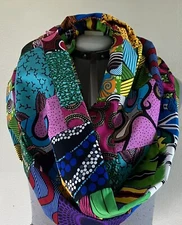 Handmade Withflare African Print Patchwork Infinity Scarf