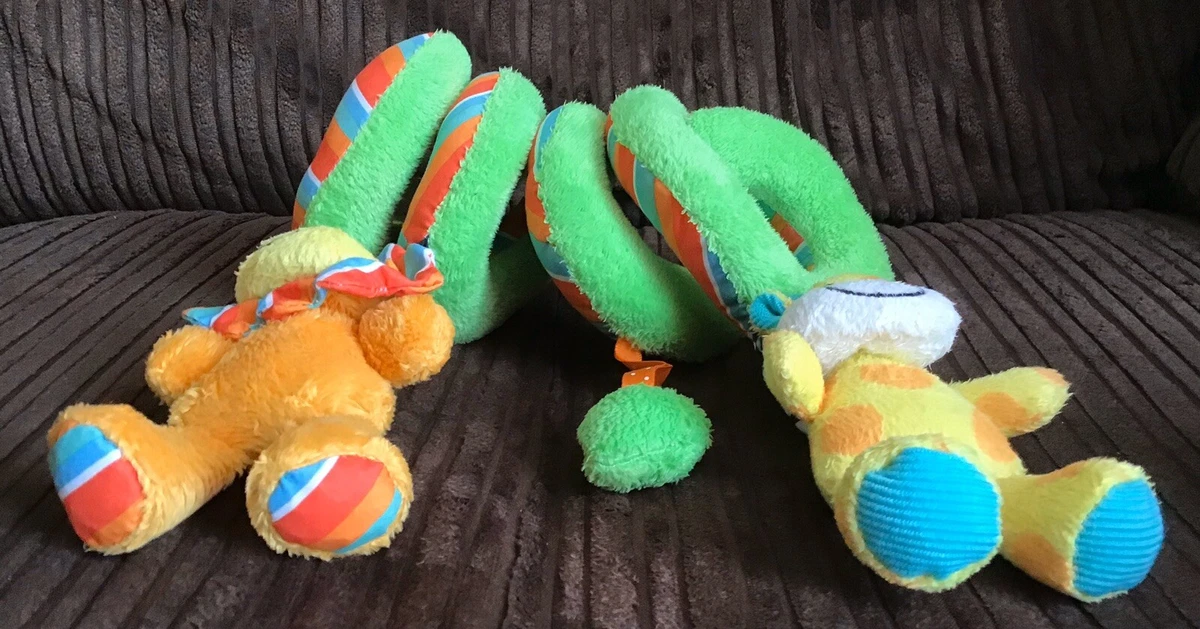 Mothercare Cot Spiral Pram Toy Soft Plush Rattle Crinkle Bell Lion Giraffe