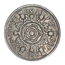 1958 Great Britain Copper Nickel Florin AU #