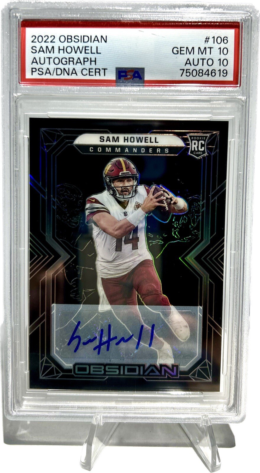 Sam Howell 2022 Panini Obsidian /199 RC Rookie Auto PSA 10 Auto 10 GEM MINT