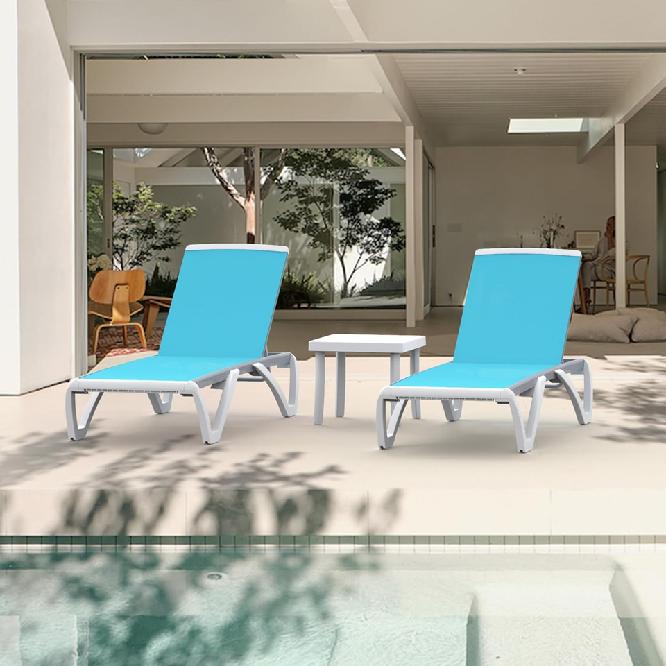 Domi Outdoor Chaise Lounge Aluminum Adjustable Patio Lounge,Plastic