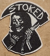 Stoked Grim Reaper embroidered Iron on patch