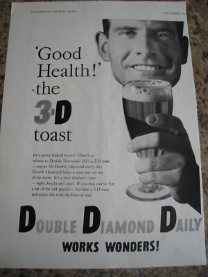 GOOD HEALTH DOUBLE DIAMOND DAILY BEER WORKS WONDERS 1960 WERBUNG A4 AKTE 35