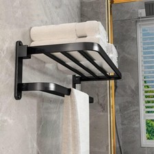 BOZWELL Bathroom Lavatory Towel Rack with Two 16inch-40cm, Matte Black