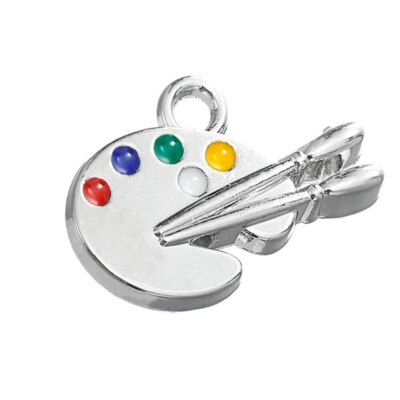 20pcs Silver Plated Multicolor Artist Paint Palette Paint Brush Charms  Pendants