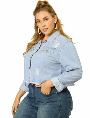 cropped denim jacket size 20