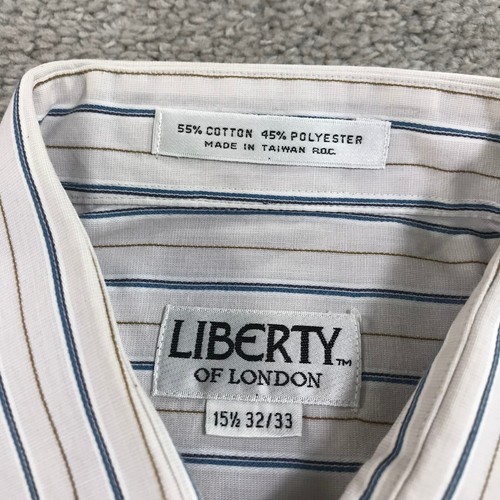 Liberty Of London Shirt Mens Medium 15.5 Button Up Blue White Stripe - Picture 3 of 8