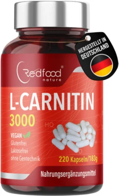 REDFOOD L-Carnitine High Dose 220 Capsules 750mg L - Carnitine Tartrate · 100% Vegan