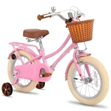 JOYSTA Manchi 12-18 inch kids bike with training wheels basket 2-9 year old girl