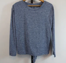 Gap Fit Brushed Tech Jersey Tie Back Activewear Top Womens S Blue Long Sleeve