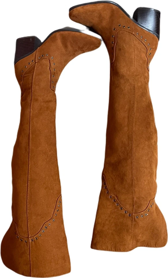 BOTAS HASTA EL MUSLO BAMBÚ MUJER GAMUZA CASTAÑO TALLA 7.5 ¡EXCELENTE ESTADO! Foto 3 de 4