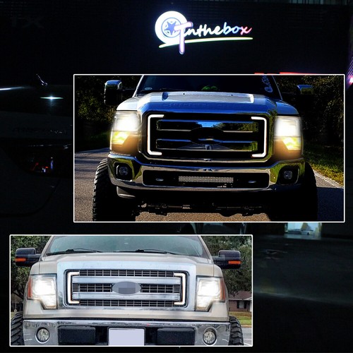 For 2009-14 Ford F-150 Smoked Switchback LED White DRL Amber Turn Signal Lights - Picture 12 of 12