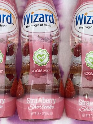 4 X Wizard Scented Air Freshener Spray STRAWBERRY SHORTCAKE