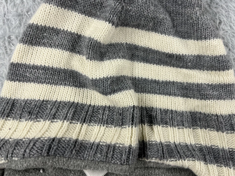 H&M Gorro Toque Juvenil 4-8Y Gris Marfil Rayas Tejido Acrílico Poli Oreja Solapa Esquí Pom Foto 2 de 4