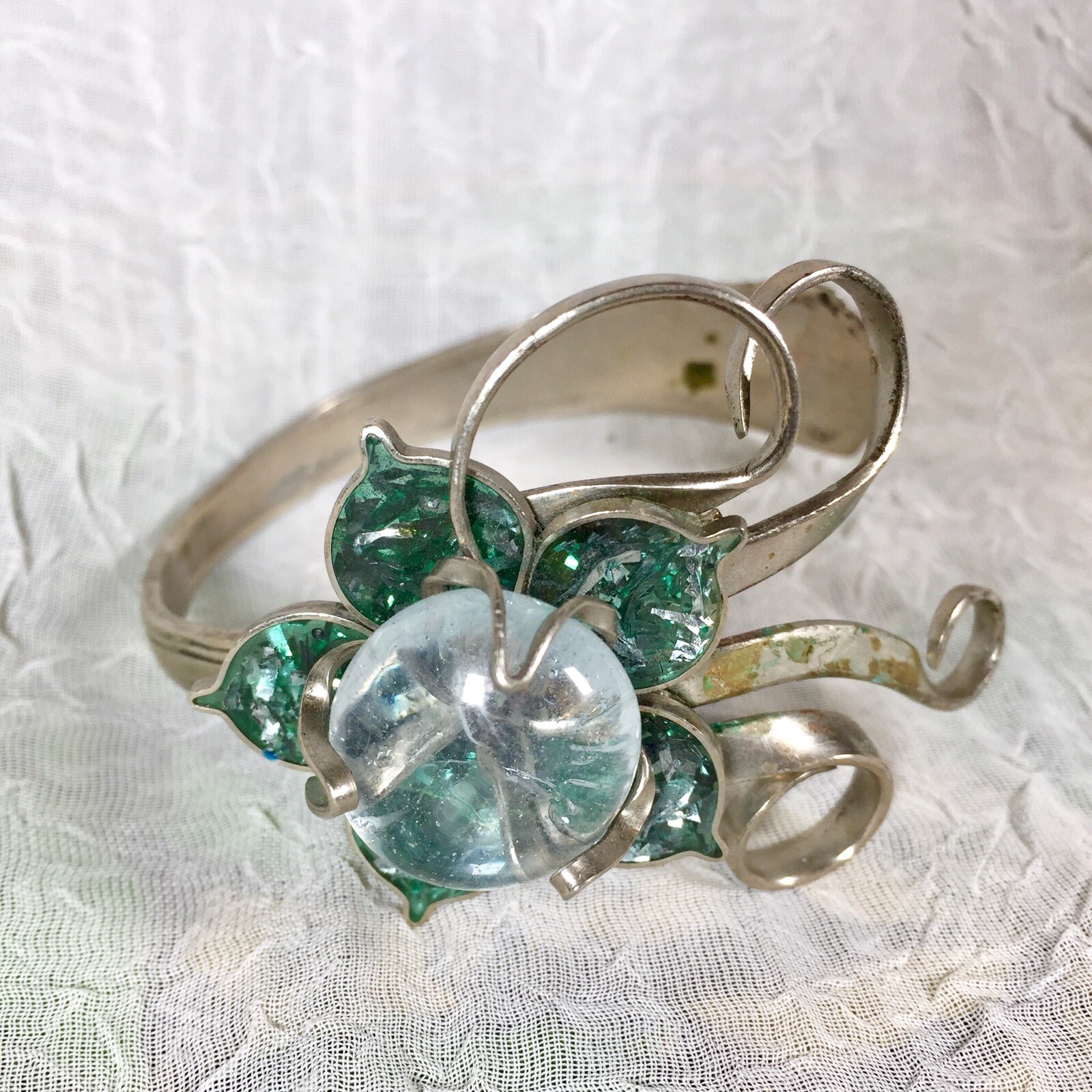 Fork Cuff Bracelet Bangle Silvertone Repurposed H… - image 2