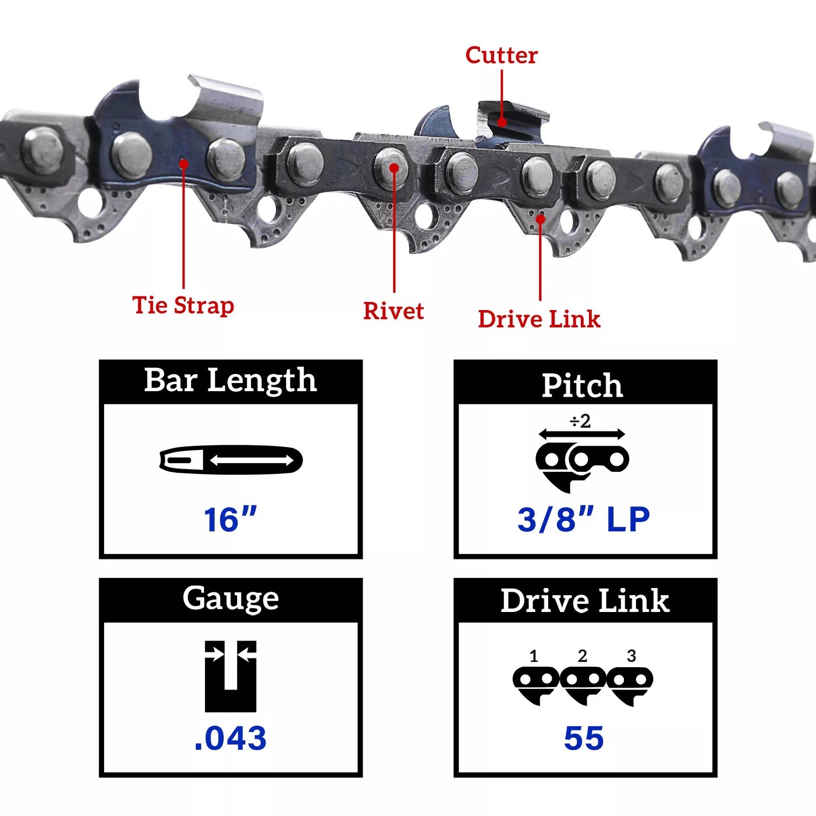 90PX055G Oregon Semi-Chisel Chainsaw Chain 3/8 Lo-Pro 55DL .043 Gauge - Foto 5
