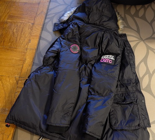 1 Owner Ladies Women's SUPERDRY Medium Black Pink Parka N3-B Type Real Down M - Picture 4 of 6