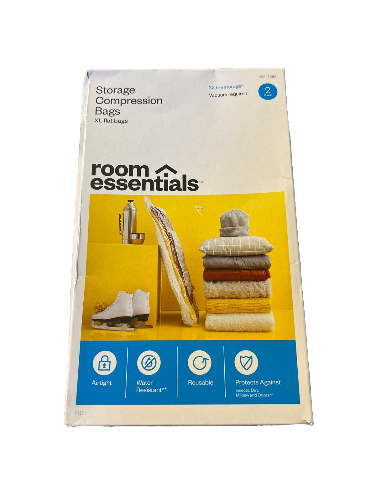 Room Essentials- Storage Compression Bags  Clear  XL Flat Bag 2 Pack NEW