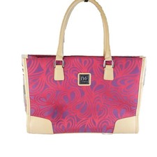 DIANE VON FURSTENBERG DVF Travel Tote BAG Red Purple Heart Carry On Tag Shoulder
