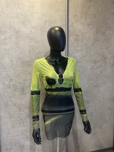 LOUISA BALLOU SSENSE Multicolor Mesh Dress GreenBlack Without tags Size Xs S - Picture 3 of 11