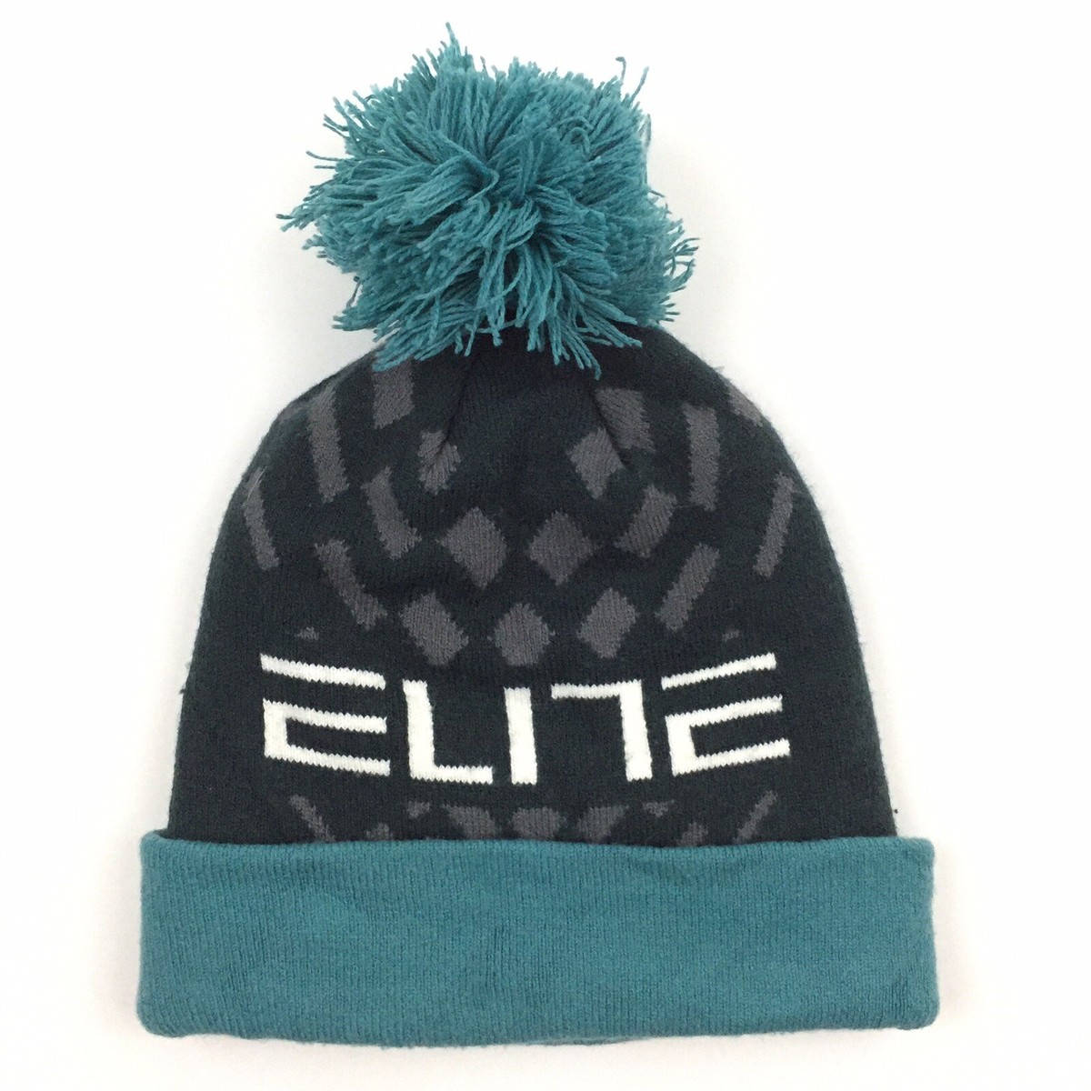 Nike Elite Beanie Pom Skull Cap Knit Toboggan All Over Spell Out