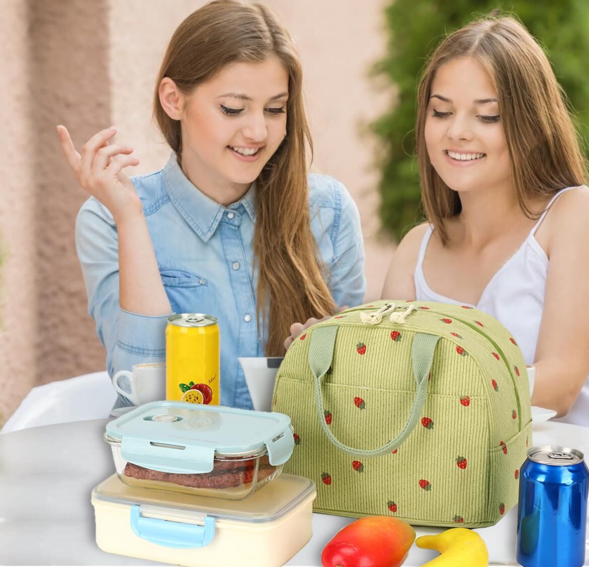 Bluboon Lunch Bag for Women Men Cute Corduroy Lunch Tote Bags Reusable ...