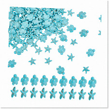 Sea Theme Turquoise Beads - 118 Pcs Starfish Tortoise Shape - Perfect for Brac