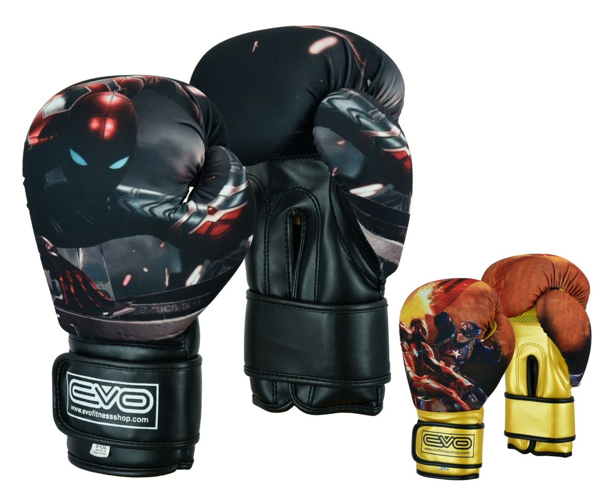 EVO Kids Boxing Gloves Junior MMA Punch Bag Mitts Muay Thai