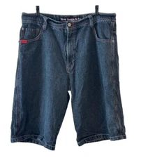 5ive Jungle Black Shorts Men Denim Baggy Hip Hop Y2K Red Chain Stitching Sz 40