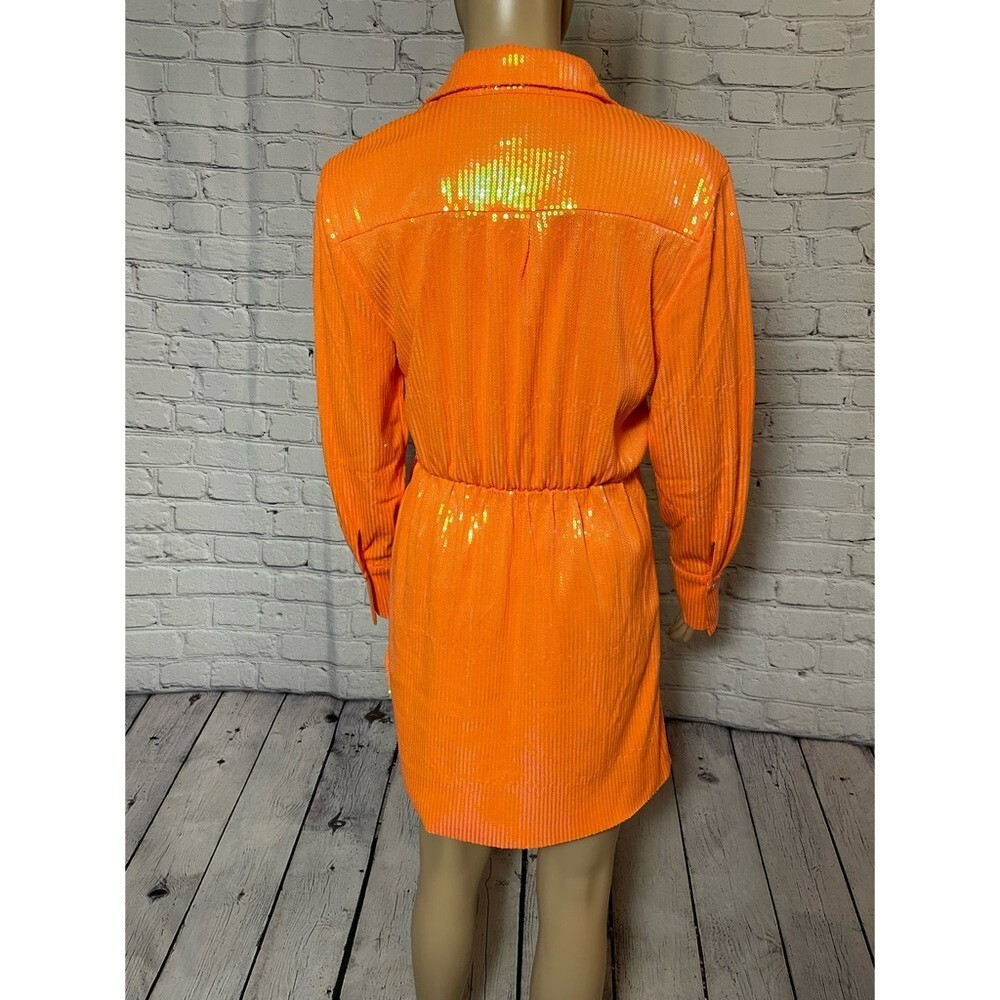 open lace back dress Orange Sequin Halter Evening Dress  VALDRIN SAHITI