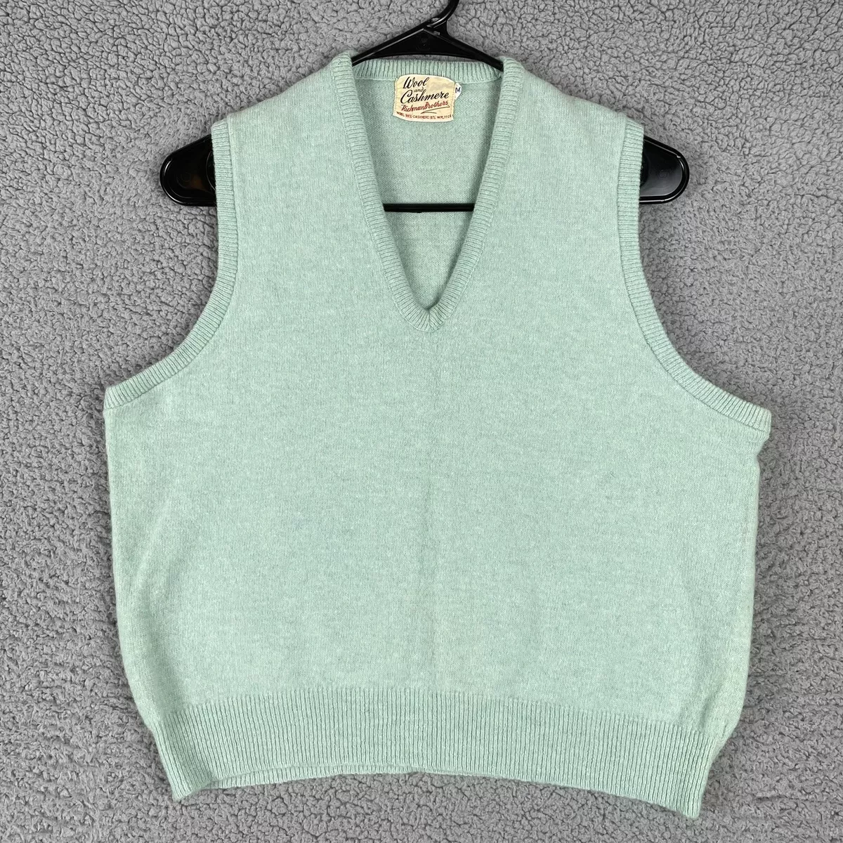Vintage Sweater Vest Womens Medium Mint Green Wool Cashmere Richman Brothers