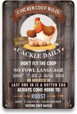 Funny Chicken Coop Rules Chicken Coop Tin Metal Signs Home D cor 8x12