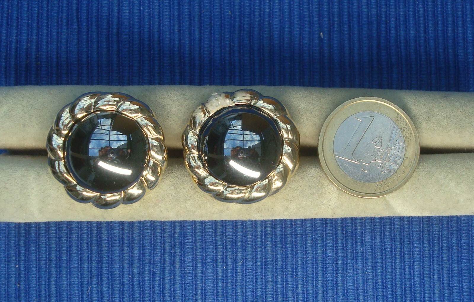 Boucles d'oreilles B26B en métal doré et hématite véritable pour femme