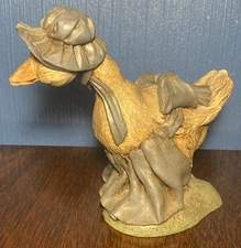 VINTAGE Mother Goose / Countey Duck Figure - Blue Bonnet Cottagecore 80s Art, 6”