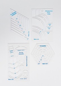 VTG 4 WH Collins Quilting Templates Diamond Drunkards Path Dresden Hexagon LK RD