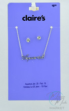 New Claire s Aquarius Necklace Earring Set Silver Tone Zodiac Jewelry