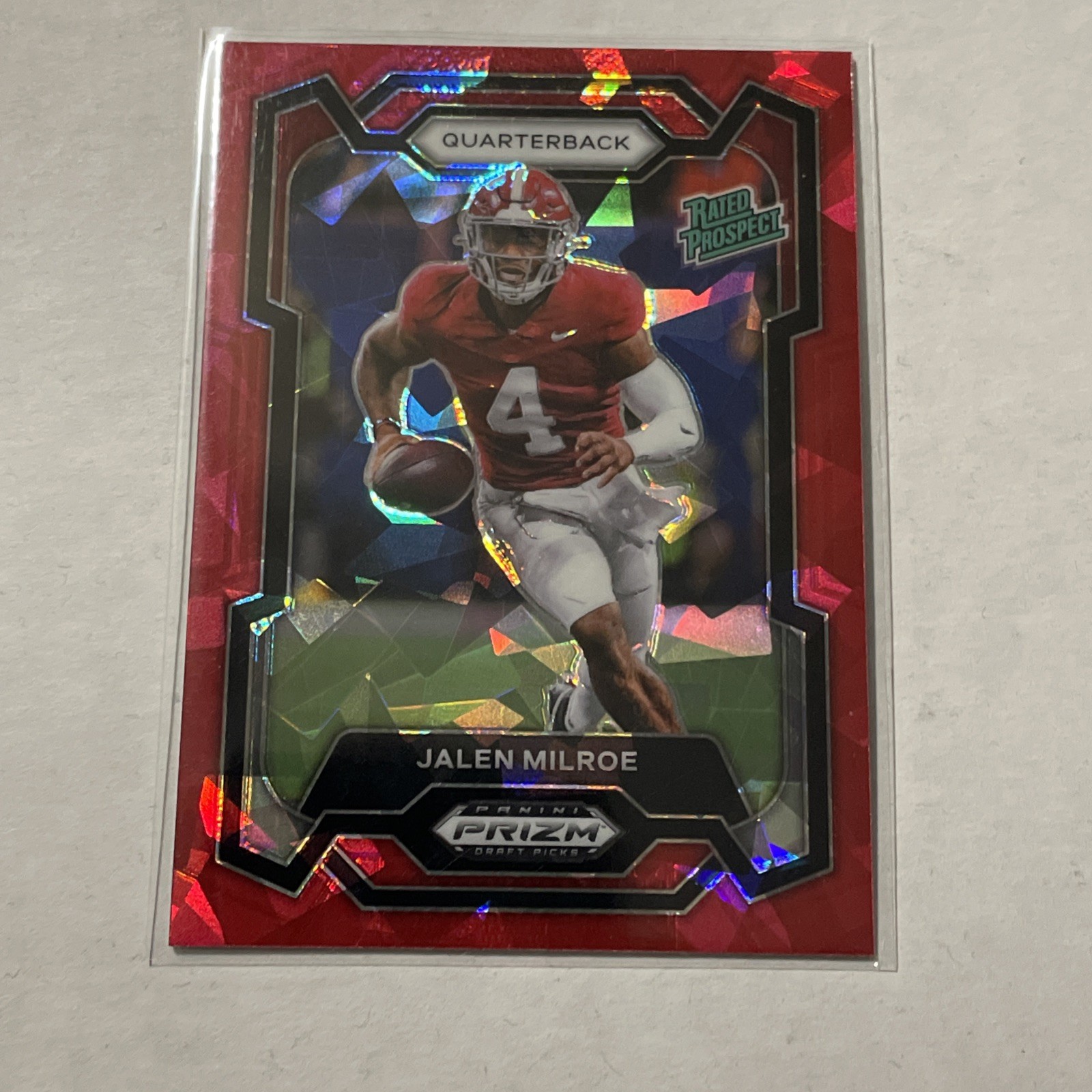 Jalen Milroe Rated Prospect Red Cracked Ice Prizm Draft Picks 2024 Alabama