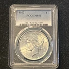 1922 Peace Silver $1 Dollar Coin PCGS MS63