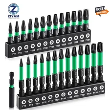 27PCS Impact Torx Bit Set (TT7-TT40), S2 Steel Security with Tamper Proof & Magn