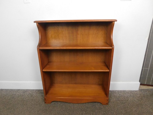 Solid Maple Wooden Bookcase Chairside 3FT Country Farmhouse Shelving VTG 1970s