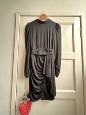 Lipsy Women’s Midi Dress Sz 10 Black Long Sleeved Cut out Back Belted Frill Hem 